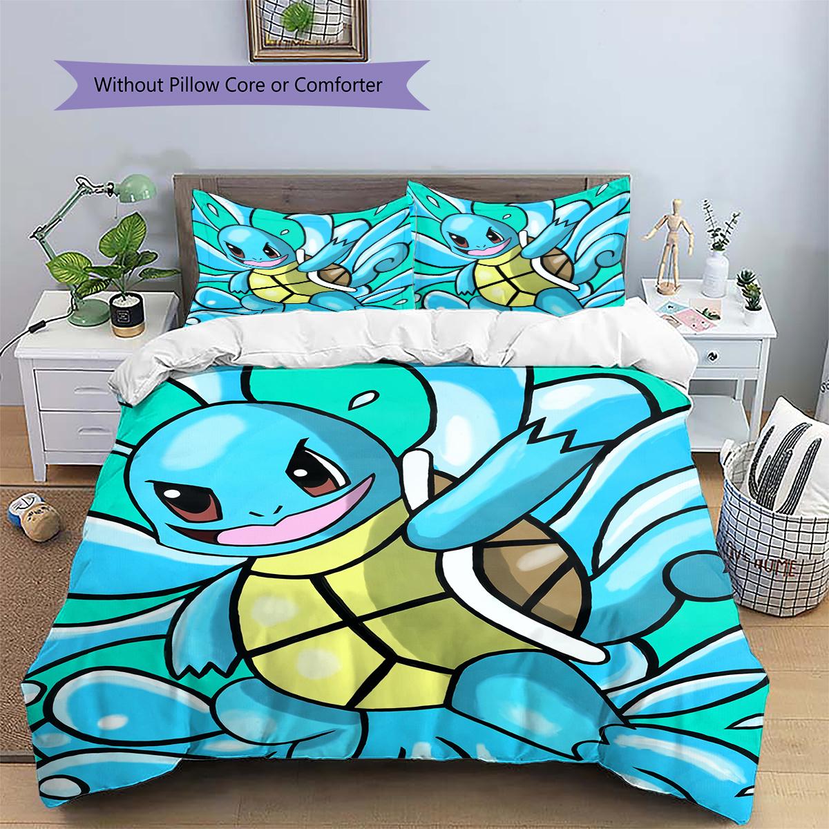 Squirtle Chibi Cartoon Pillowcase, Cute Squirtle Home Decor, Gift for Pokemon Fans 135x200cm
