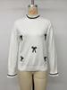Autumn/Winter 2026 Color Block Bow Lace Patchwork Sweater for Women