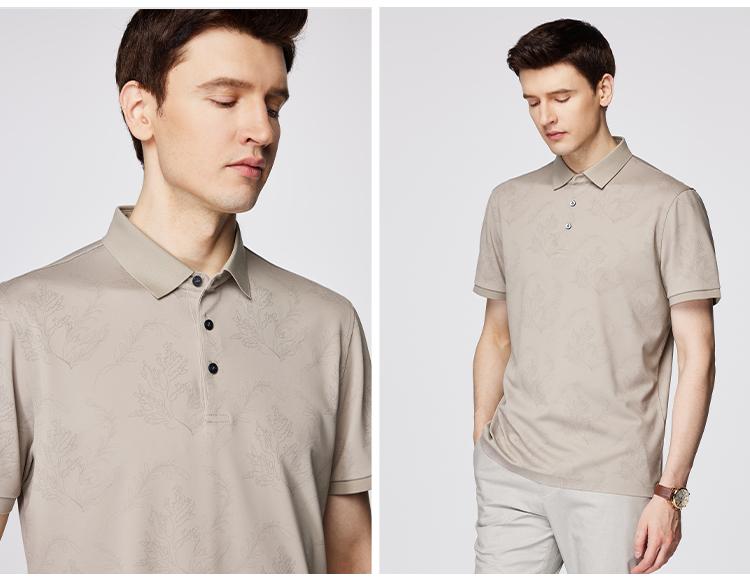 Business Elastic Short Sleeved Polo Shirt with 120 High Count Double-sided Weaving of Mulberry Silk for Men