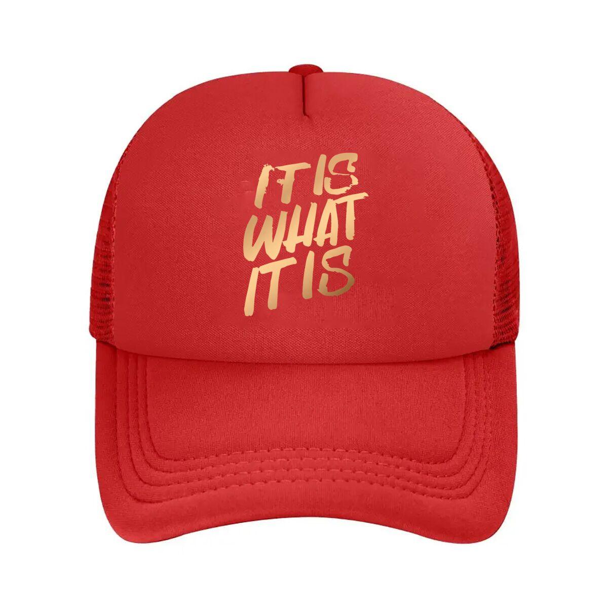 Brown It Is What It Is Graphic Mesh Baseball Cap Hip Hop Adjustable