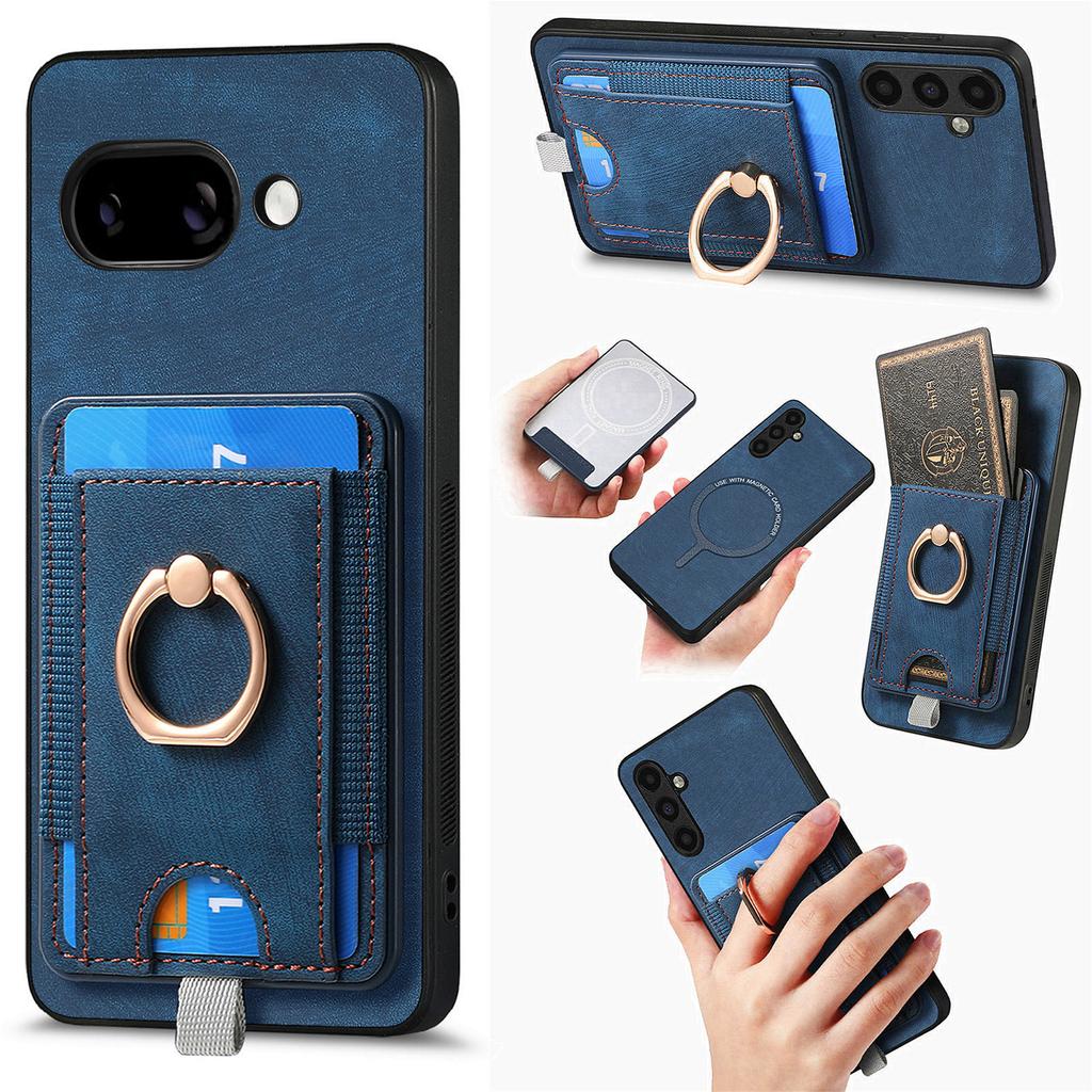 For Google Pixel 9a Magnetic Case PU Leather Back Cover with Detachable Card Holder