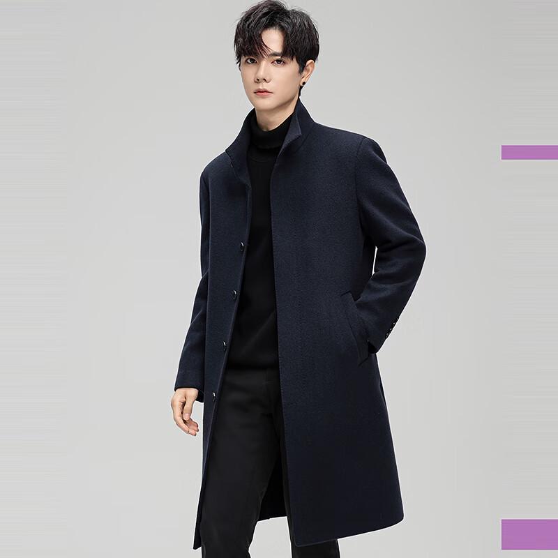 FAPAI Men's 100% Merino Wool Double-faced Coat with Detachable Down Liner