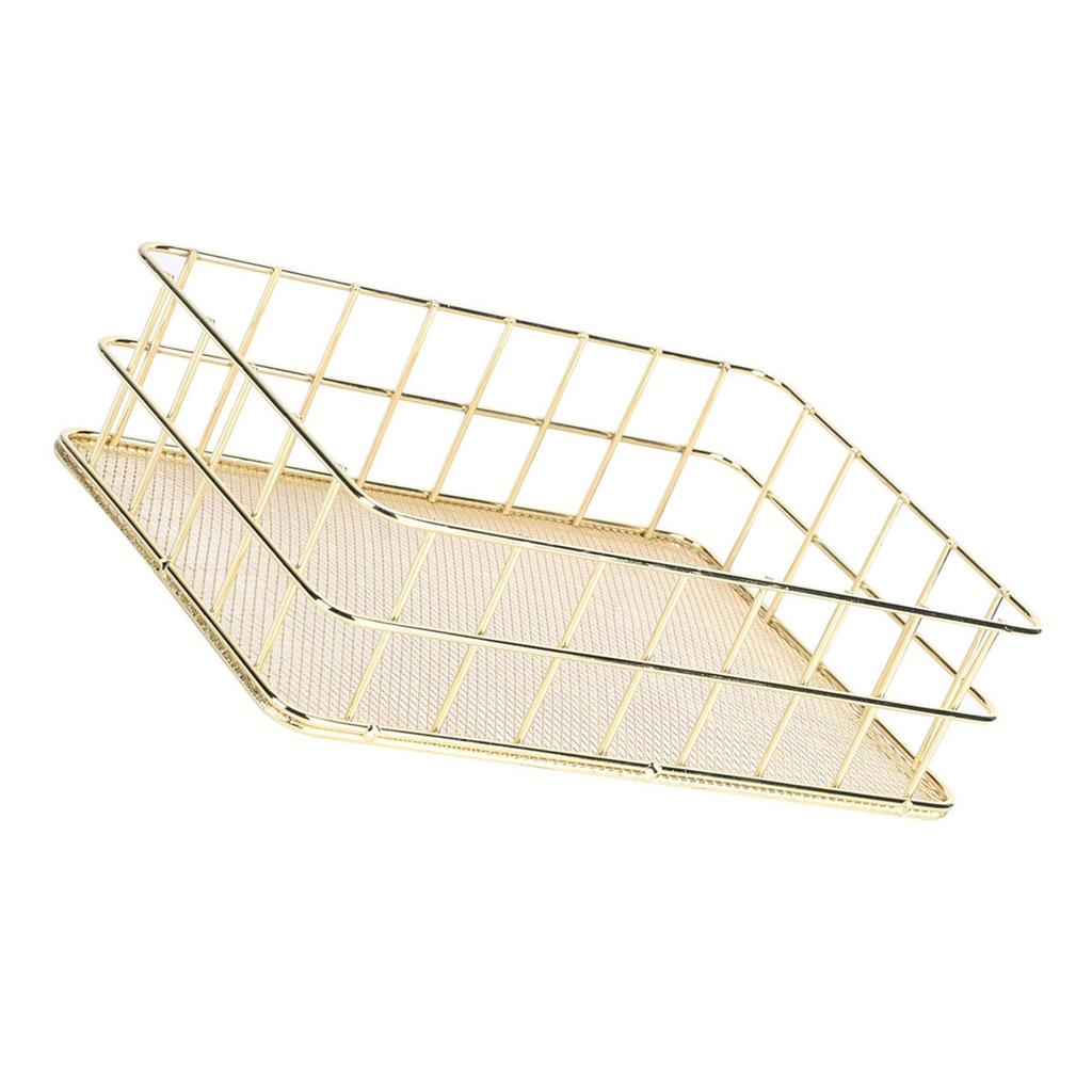 Coș de Depozitare din Fier Auriu Multifuncțional din Plasă Metalică Organizator de Depozitare pentru Birou pentru Acasă