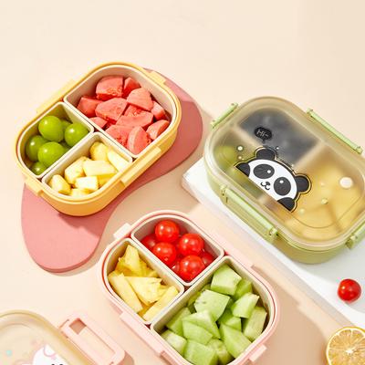 Kunststoff Bento Lunchbox mit herausnehmbarem 3-Fach-Einsatz Niedlich Student Kinder Auslaufsicher Picknick Lebensmittelbehälter Mikrowellengeeignet