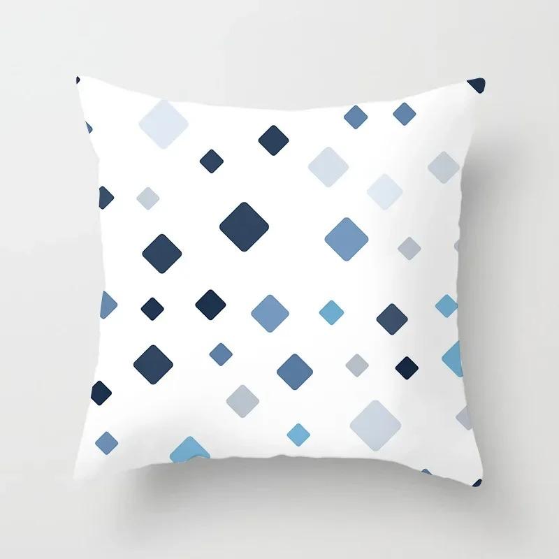 Blue Plaid Decorative Pillowcase Car Ornaments Office Living Room Sofa Home Pillowcase