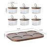 Japanese Dried Fruit Plate Glass Storage Bottle with Wooden Tray Lid Nut Fruit Snack Compartment Tray Household Snack Tray