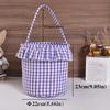 1pcs Gingham Easter Basket for Party Decoration Cotton Canvas Gift Candy Storage Bag with Handles Gingham Fabric