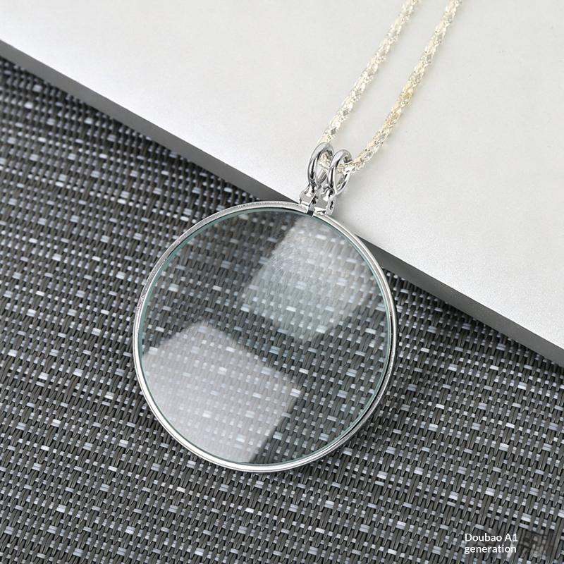 5-fach Vergrößerungsglas Lesebrille mit Kette Tragbarer Optischer Schmuck Lupe Anhänger Halsbrille Monokel Geschenk