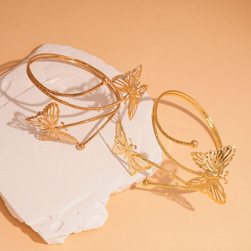 Elegant Women Arm Bracelet Spiral Armlet Jewelry Beach Jewelry Metal Open Cuff Bangle  Summer