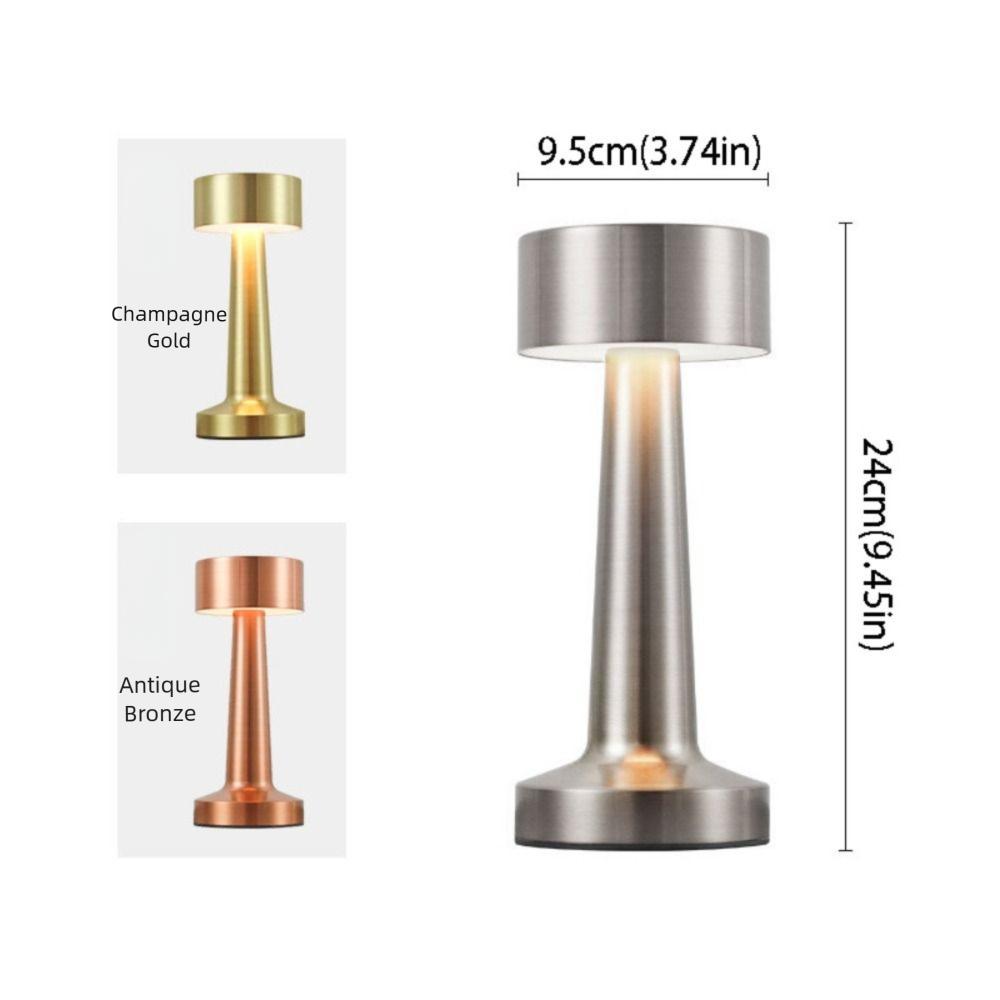 3 Color Changing LED Table Lamp USB Charging Metal Construction Retro Bar Lamp Modern Minimalist Bronze Colored