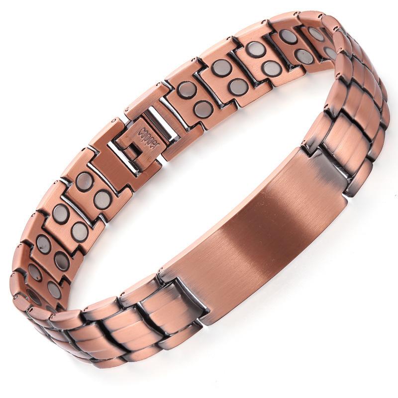 Bracciale Magnetico in Rame a Doppia Riga Aquila Rame Rosso con Pezzo Curvo Dorso di Tartaruga Bracciale Magnetico in Rame