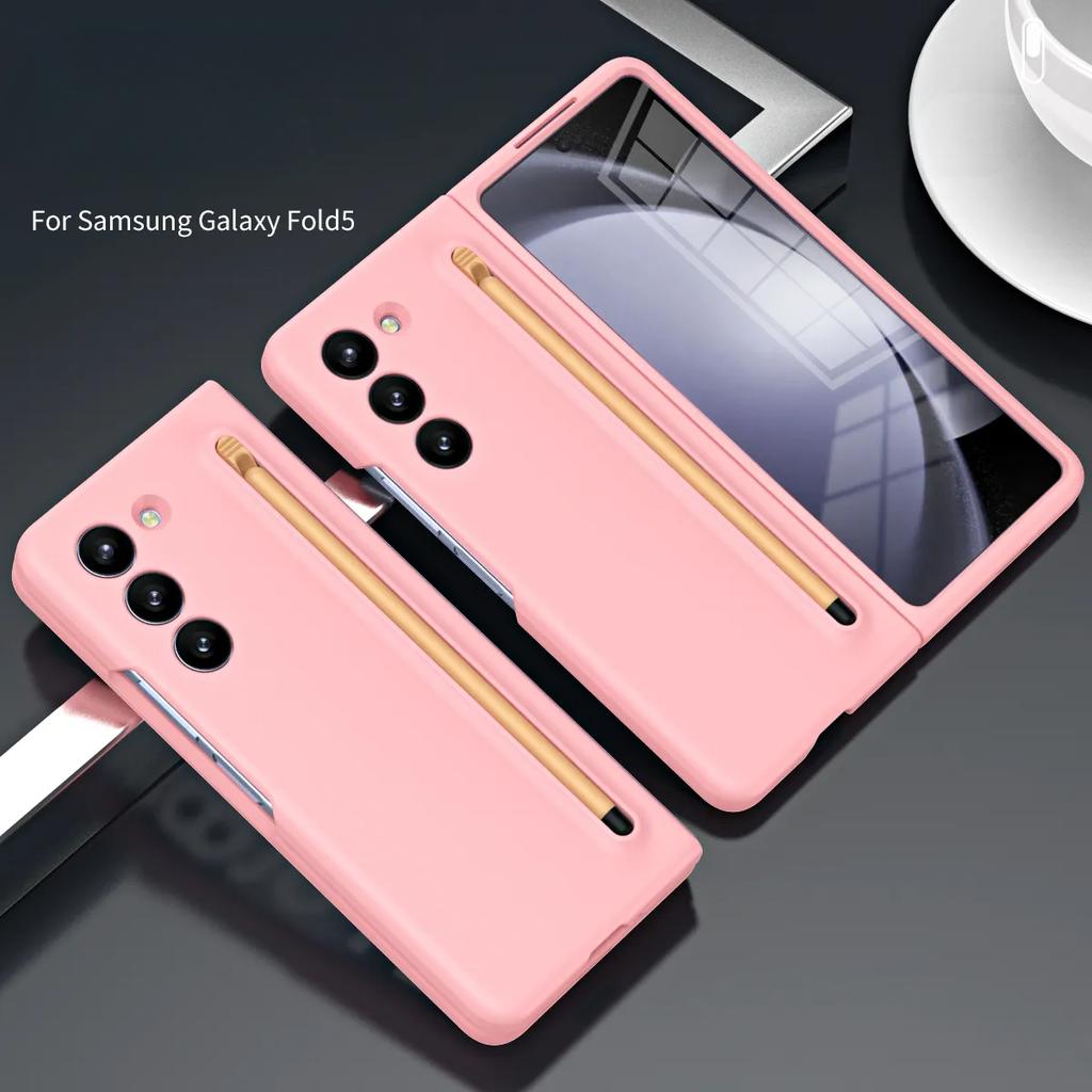 Για Samsung Galaxy Z Fold 5 4 3 Θήκη Ματ, φιλική προς το δέρμα, πολύχρωμη με σκληρυμένη μεμβράνη και πτυσσόμενο σκληρό κάλυμμα με πένα αφής