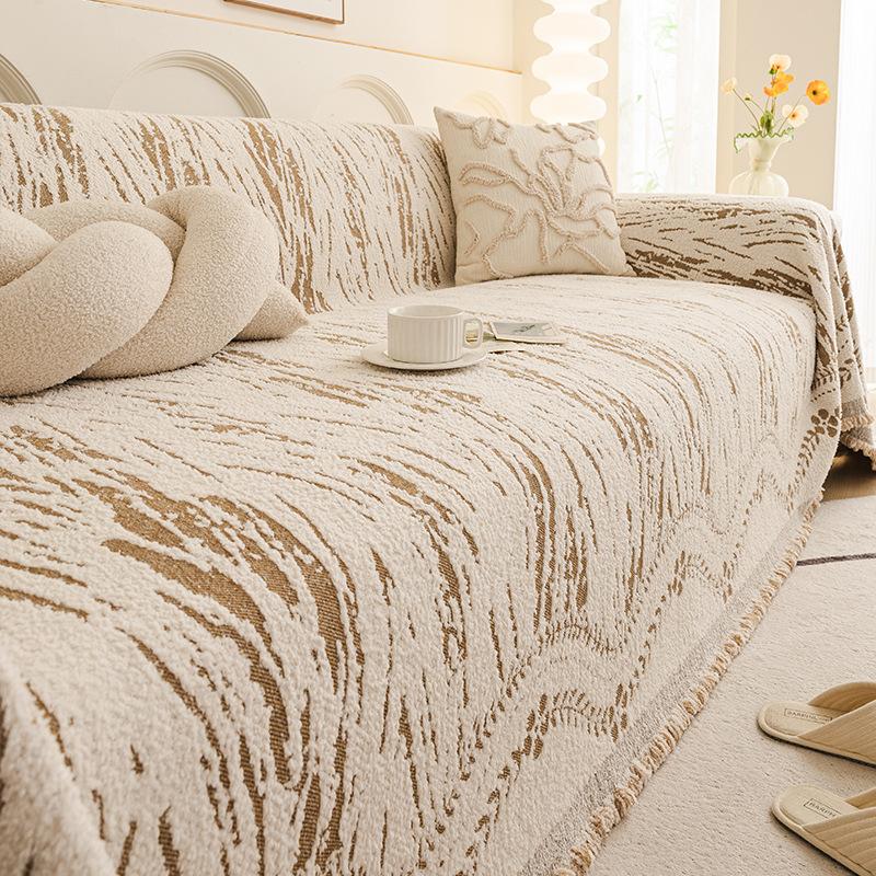 Durable Microfiber Sofa Cover With Elastic Hem, Chic Couch Cover And Anti-Stain Sofa Slipcover For Families