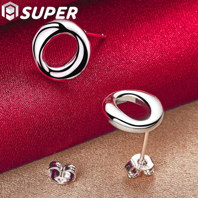 925 Sterling Silver Round Earrings Gift, Romantic and Fashionable Jewelry