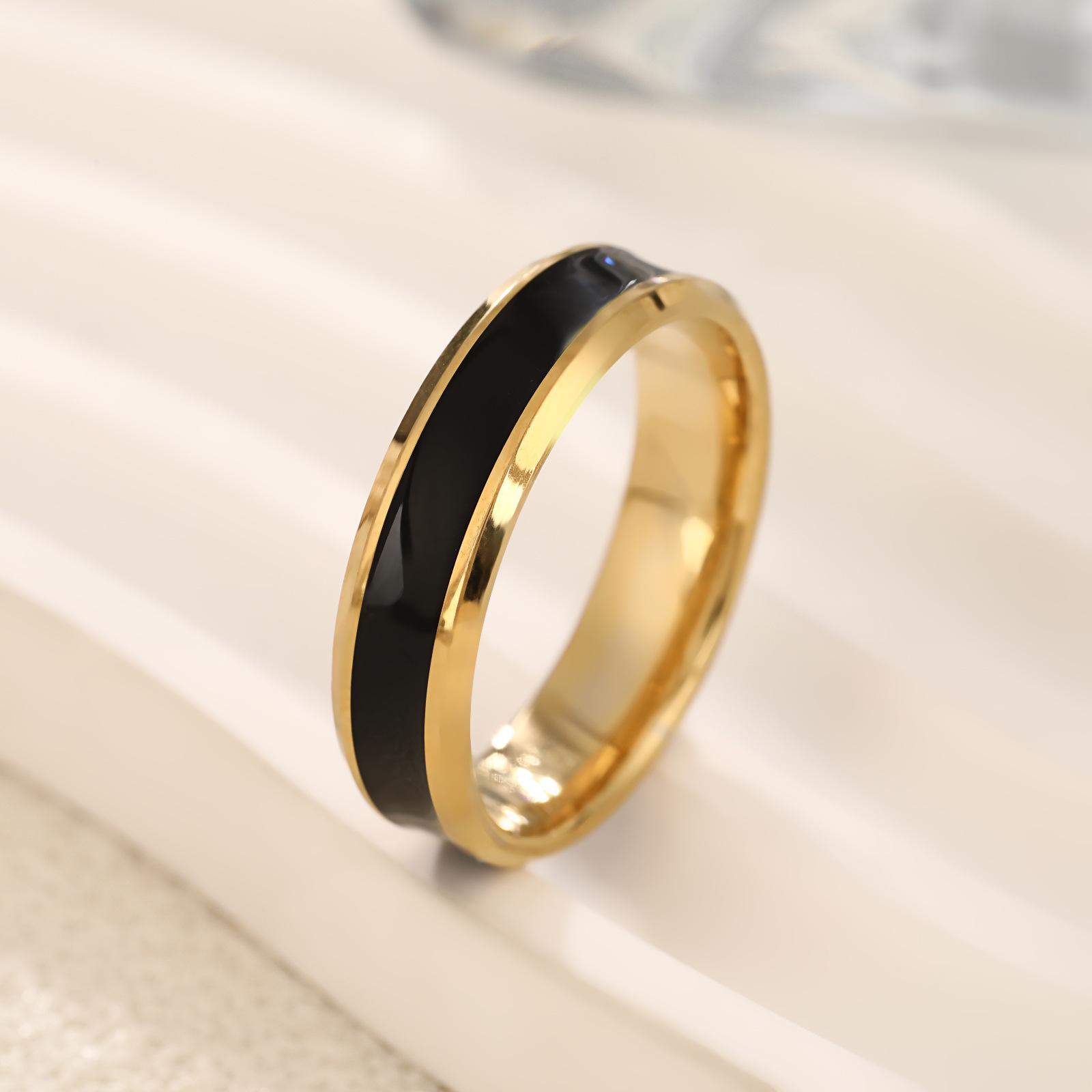 s/Edelstahl Schwarz Fingerring Herren Damen Minimalistisch Glatt Trendige Ringe Partner Schmuck Hochzeitsgeschenk 11 beige