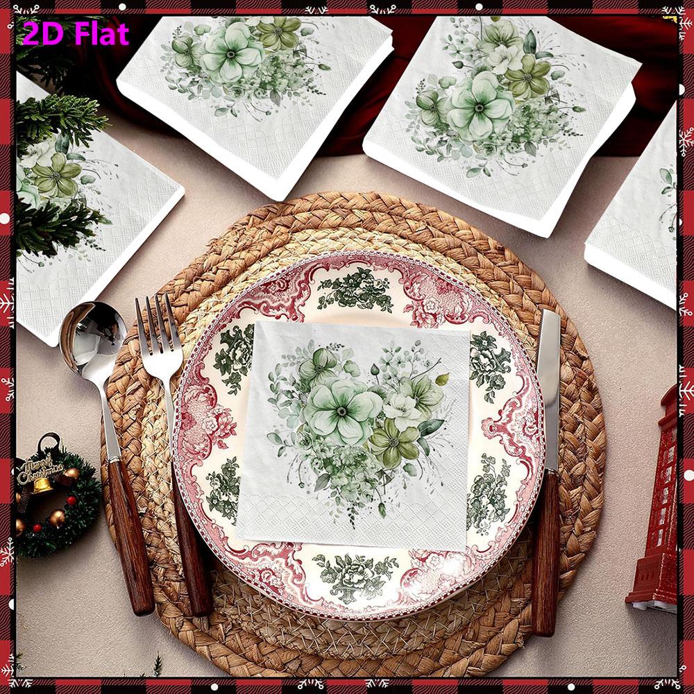 20pcs Disposable Napkins with Flower Bed Pattern Print for Wedding,Parties,and Daily Use for Thanksgiving Fall Christmas Table Decoration