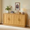 Extrem großer Sideboard, Vitrinenschrank mit gewölbter Front, TV-Schrank, geeignet für Wohnzimmer/Küche/Esszimmer/Flur, Natur, 169*40*80cm
