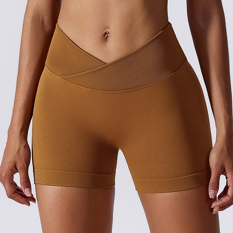 High-Waisted Peach Lift Yoga Shorts - Schnelltrocknend, Nahtlos, V-Bund, Sport- & Laufbekleidung
