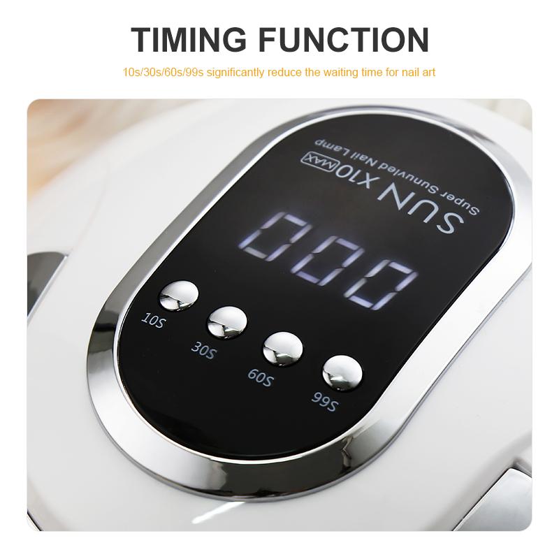 SUN X10 MAX UV LED Nageltrockner 66 LEDs Gel-Nagellack-Härtungslampe mit Bewegungssensor LCD-Display Schnelltrocknende Lampe für Nägel Maniküre-Werkzeug