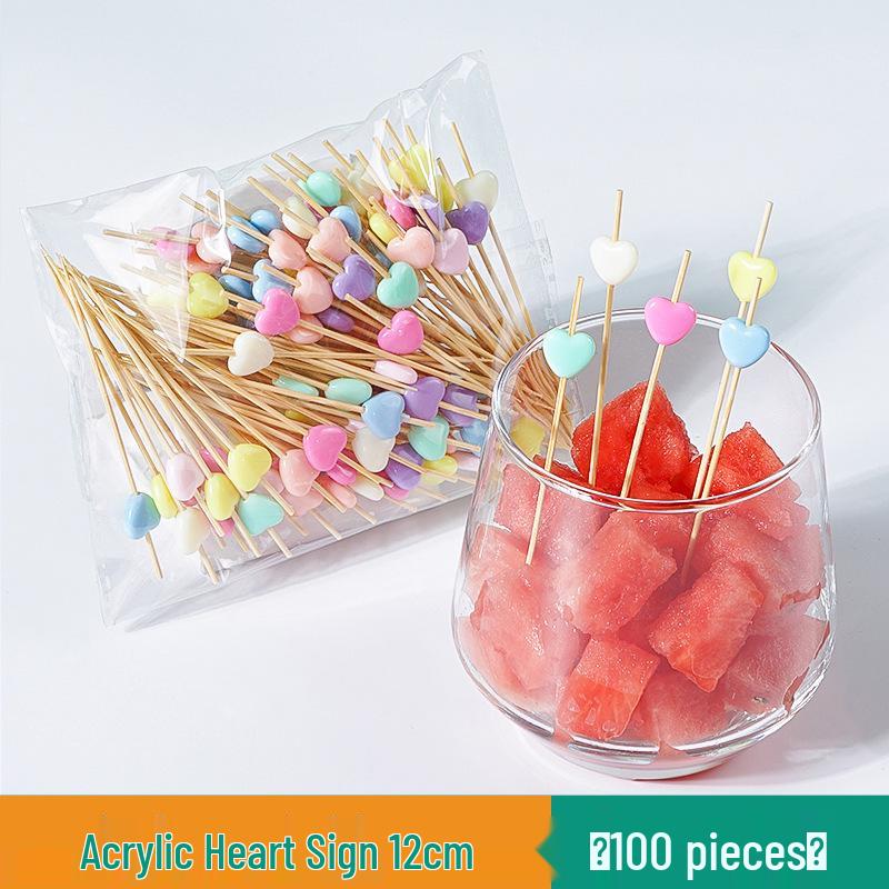 Colorful Bamboo Fruit Forks & Cocktail Skewers - Decorative & Disposable for Baking & Events