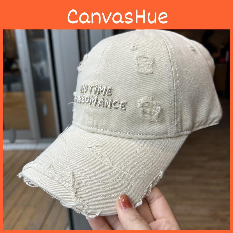 Womens Hat Distressed Washed Cotton Embroidered Letters Visor Protection Sun