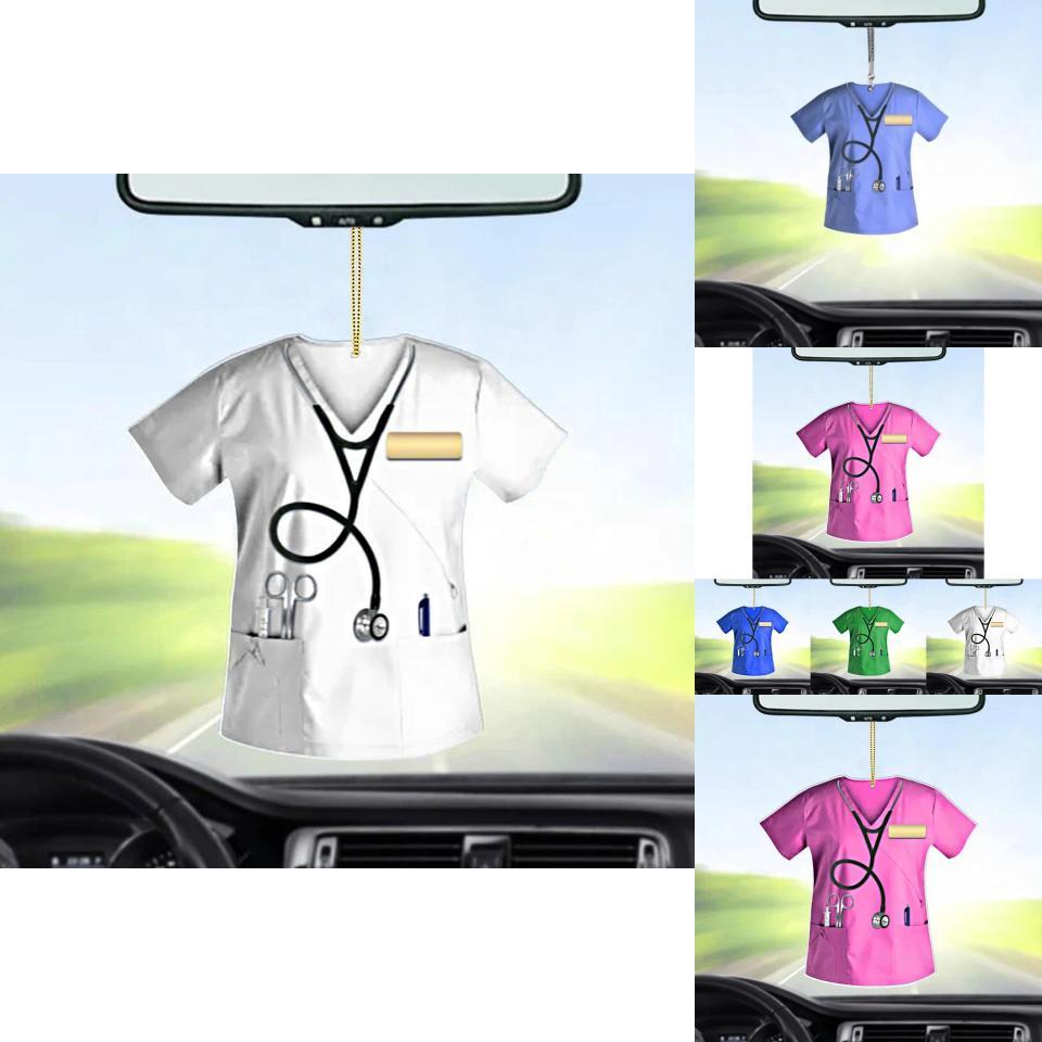 Adorable Nurse Uniform Design Acrylic Car Hanging Ornament Keychain Christmas Gift