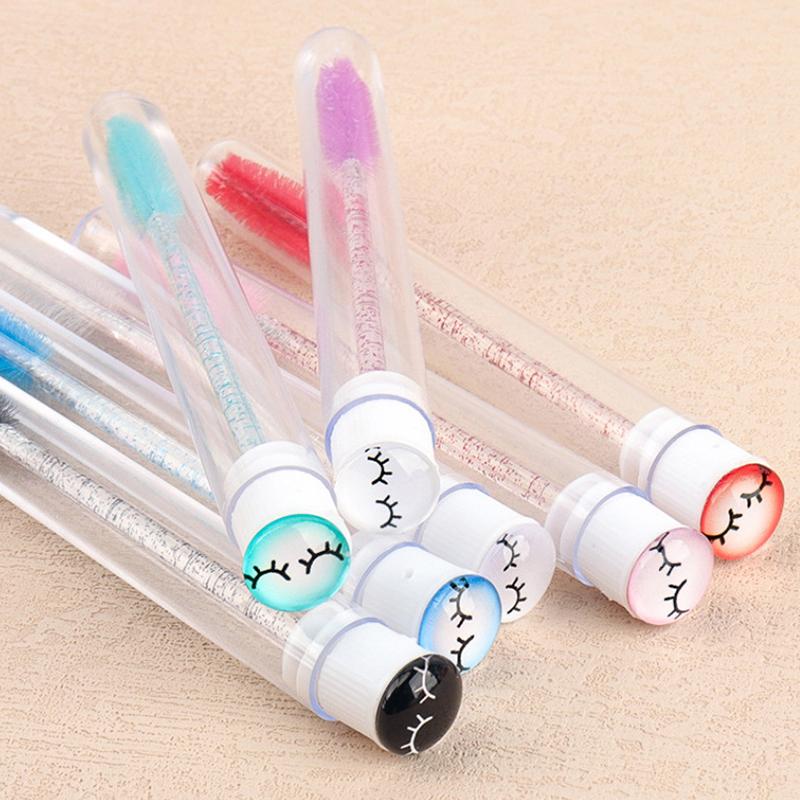 Eyelash Brush Tube With Pompom Lash Extension Makeup Brush Dustproof Eyebrow Comb Beauty Tools