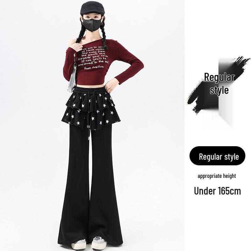 2026 Spring Korean Style Slim Fit Women s Micro Flare Patchwork Pants 2XL