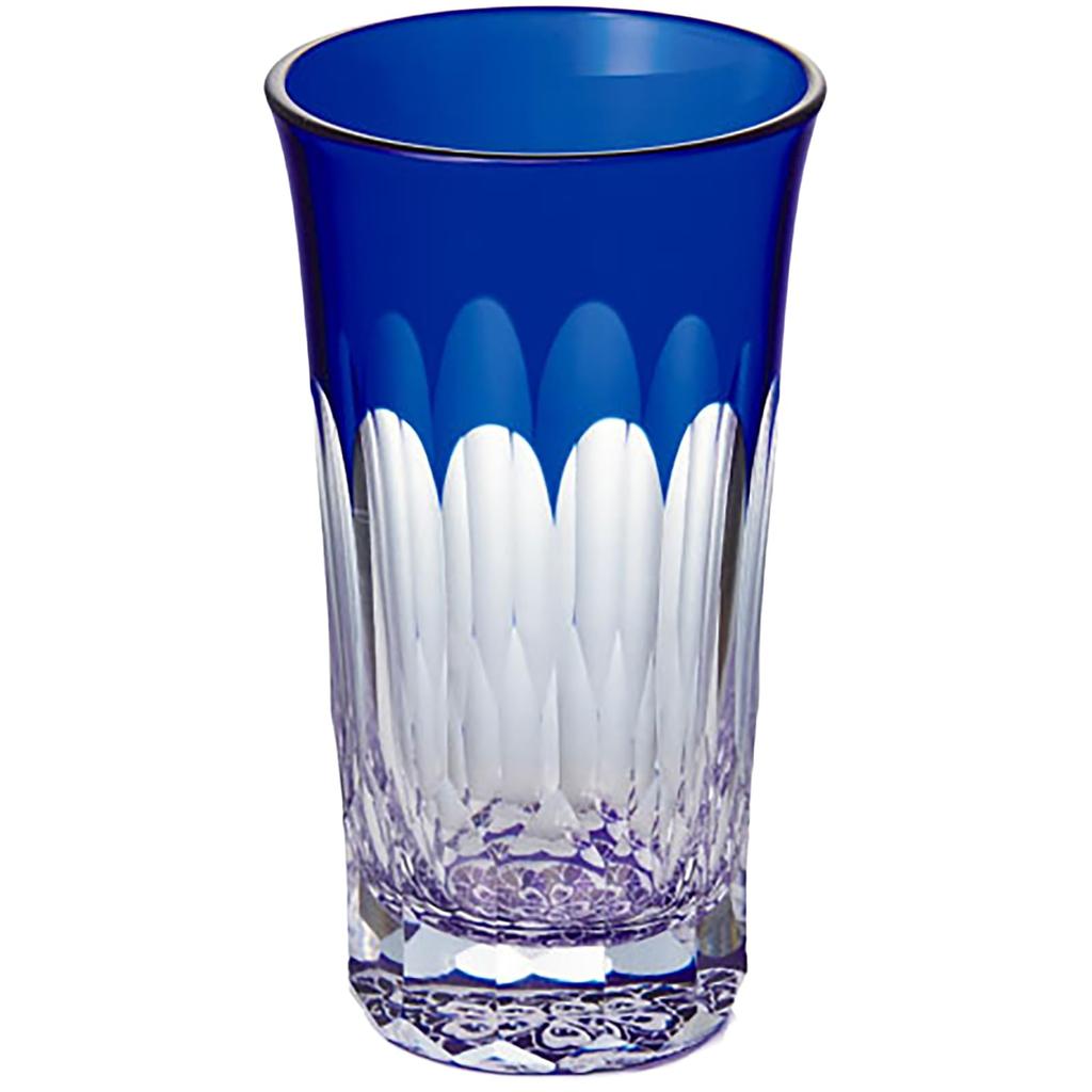 Otsuka Glass Edo Kiriko "Funabashi Kaleidoscope" Beer Glass, Approx. 160ml, Small, Sip-Size, Cherry Blossom and Blue, Made In Japan, 130-218-3-N