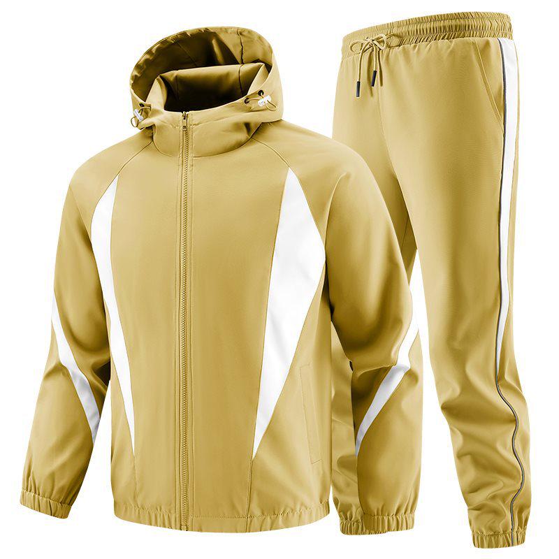 Men's Spring/Autumn Loose-Fit Sports Suit: Stand-Up Collar Jacket & Long Pants Two-Piece Set