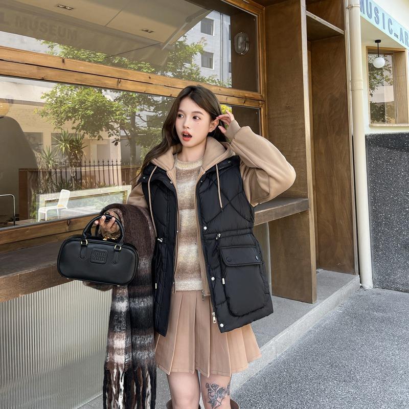 Winter vest sweater hooded fake two-piece down cotton jacket waist jacket female girl