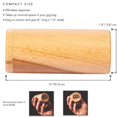 MEINL Percussion Wood Shaker, Beechwood, SH58 (Medium)