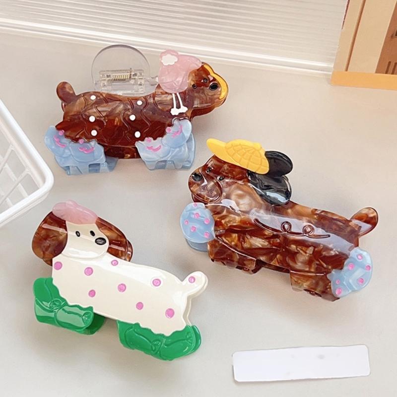 Cartoon Dog Shaped Hair Clip Claw Strong Grip Barrettes Trendy Hair Accesories for Gym Workouts and Casual Outings