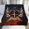 Medieval Knights Templar Patterns Blanket Retro Style Flannel Blanket Cosy Lazy Couch Cover Blanket Super Soft Sheet Mattresses