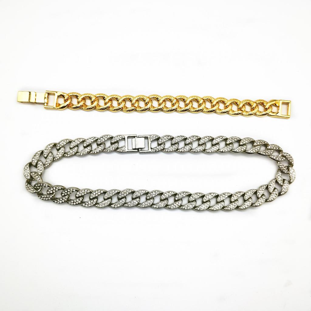 European and American Hip-hop Men's 15mm Flat and Simple Cuban Necklace, Trendy Light Luxury Men's Accessories