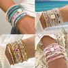 17 Pcs Bohemian Colorful Elastic Beaded Bracelets Stretchy Strand Bangles for Summer Beach Party Vacation Jewelry