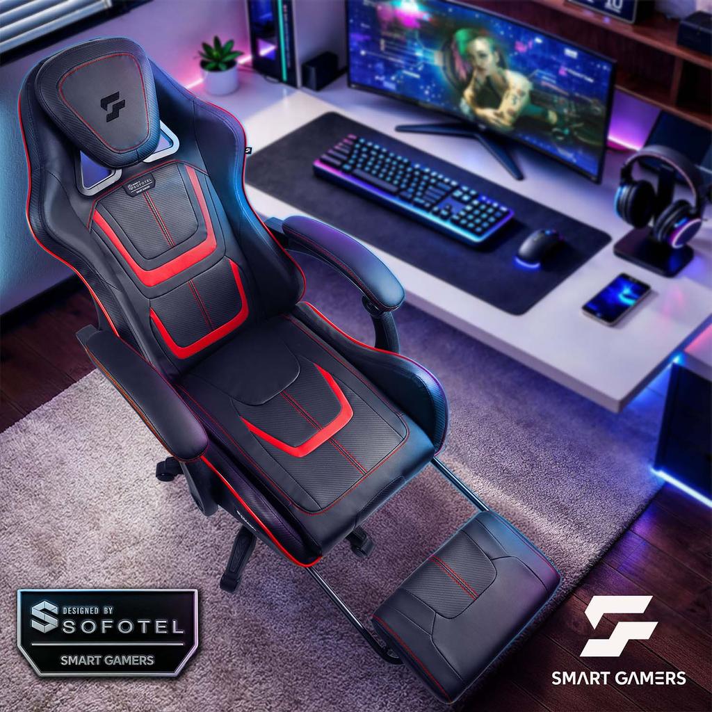 Sofotel Specter Gaming Chair, Swivel Player Chair With Footrest, Bucket Seat Style