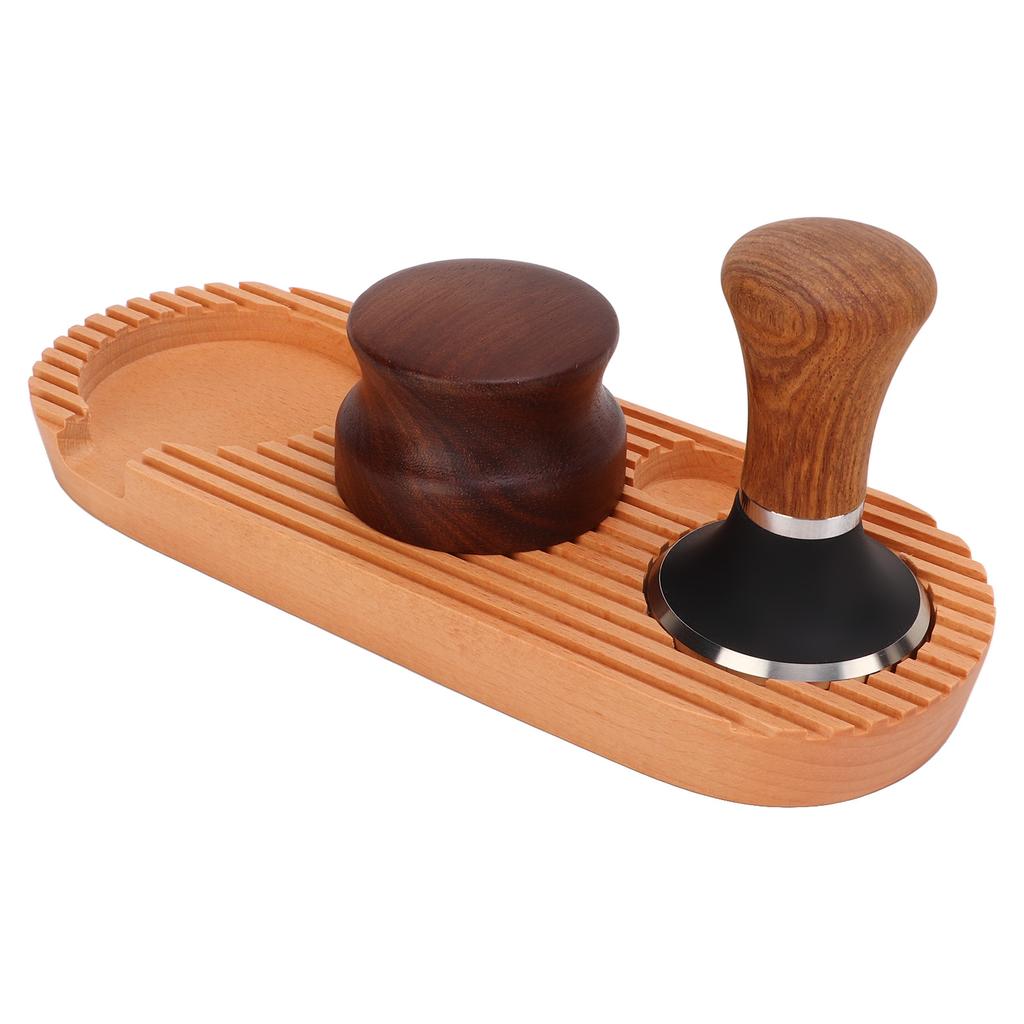 Coffee Tamping Set Wooden Handle Antiskid Coffee Tamper Distributor Station Kit for Kitchen L Base