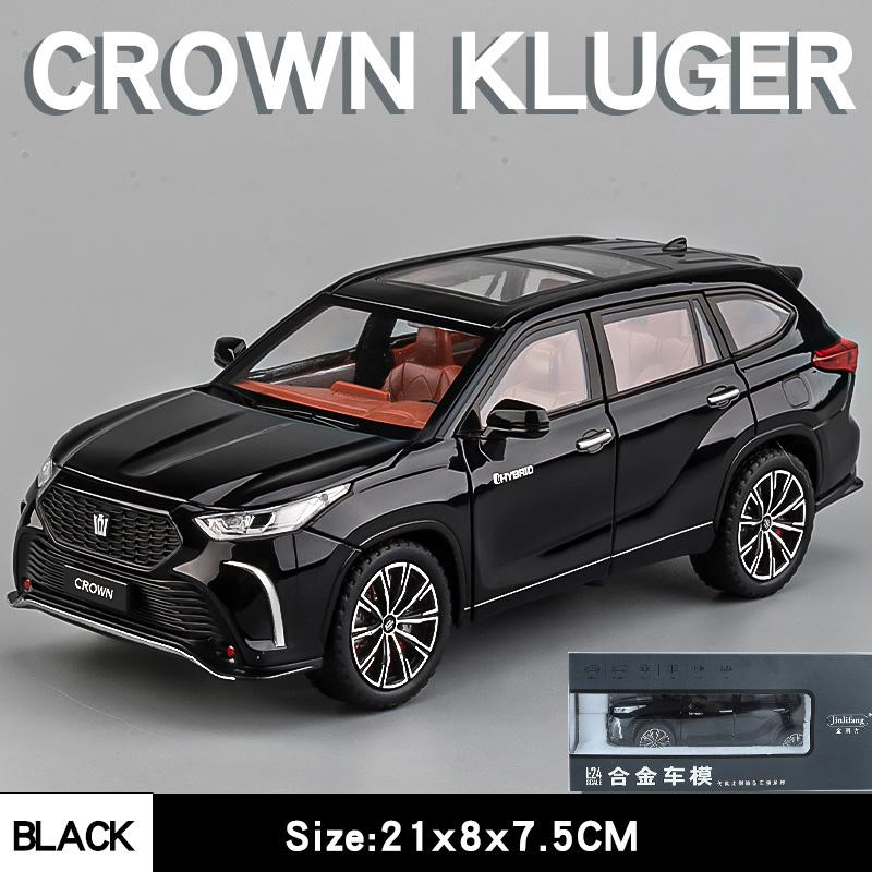 Sfylr8 Diecast 1:24 Toyota Crown Kluger Off-Road SUV Model Car Collection Simulation Sound & Light Vehicle Miniature Car Toys For Boys