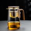 One Click Magnetic Switch Water Separation Inner Container Teapot Clear Wood Handle Filter Tea Cup Glass 600/800 ML