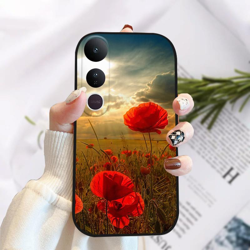 For Vivo V50 Lite 5G Case Fashion Luxury Printed Black Matte Soft TPU Silicone Bumper Cover For Vivo V50Lite 4G Phone Case Funda