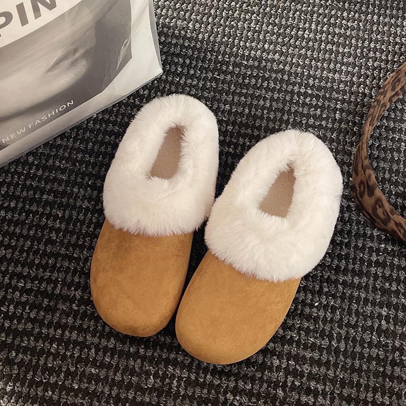 Women's Thick-soled Winter a Footstool Hairy Mouth Lightweight Warm Anti Cold Padded Snow Boots Non-slip Wear Casual Sneakers Cotton Boots