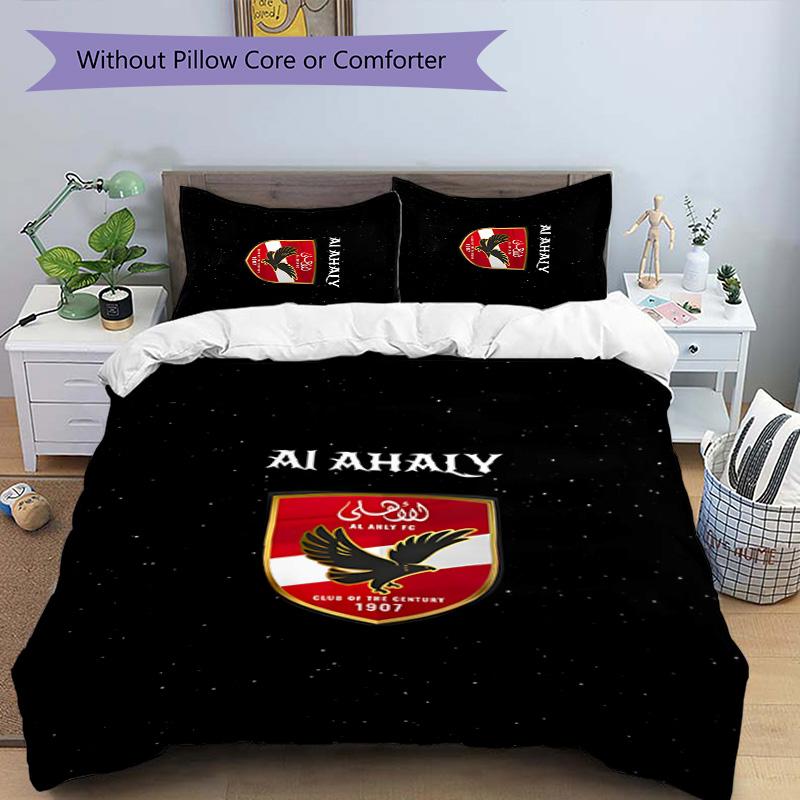 3pcs Al Ahly FC Design Cover Set - HD Printed Bedding with 1 Cover and 2 Pillowcases - Perfect for Home and Dorm Decor
