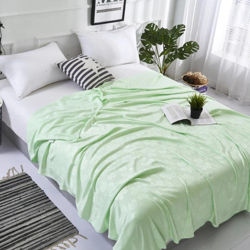 100% Bamboo Fiber Summer Blanket Pure Natural Plant Soft Skin-friendly Summer Duvet Breathable Jacquard Cooling Blanket Quilt