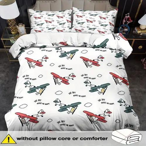 Airplane Soft Duvet Cover Soft Duvet Cover Featuring Airplane Patern Suitable for Children Kids Plus Adult Peoples Soft Comfortable Plus Breathable