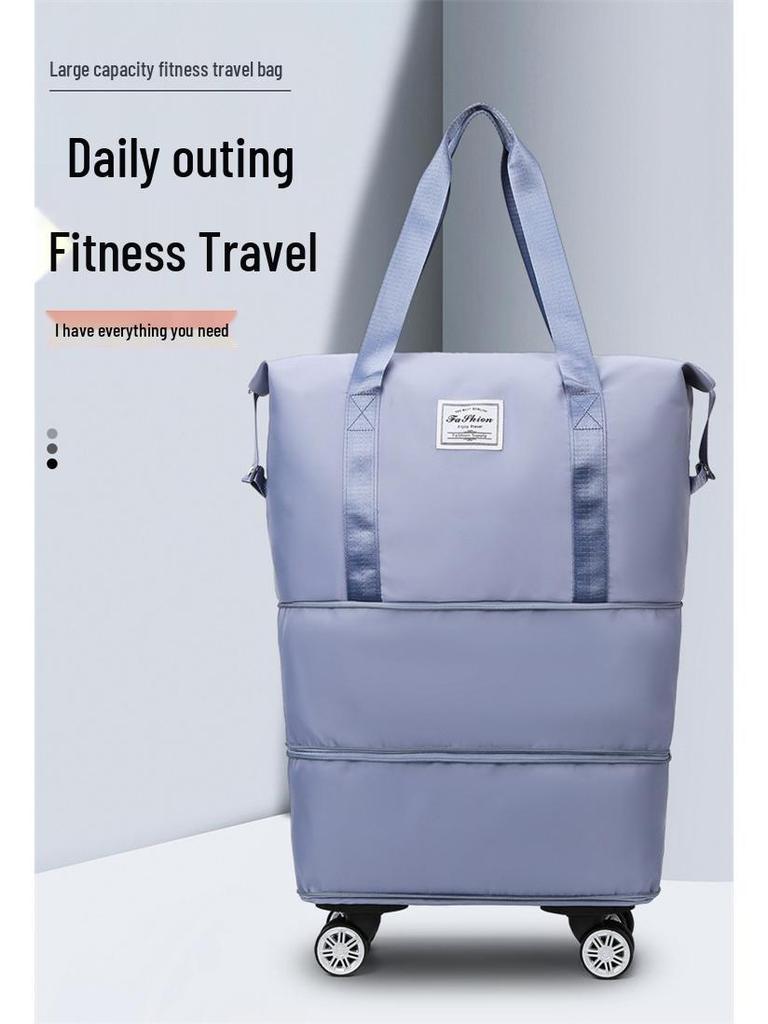 Expandable Waterproof Travel Bag with Universal Wheels and Dry/Wet Separation - Large Capacity for Students, Business, and Maternity Trips