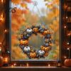 Festive Pumpkin Window Ornament Halloween Pendant Decoration with Hanging Chain Waterproof Acrylic Welcome Spooky Bat And Spider Web Decor Sign