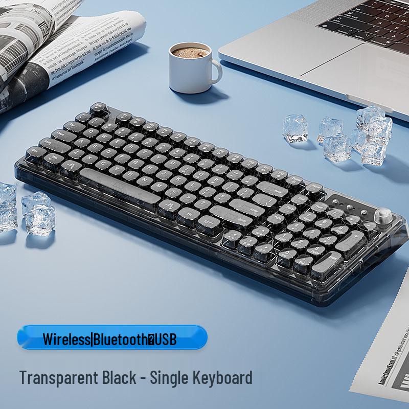 Transparent Wireless Bluetooth Crystal Keyboard & Mouse Set - Silent Mechanical for Girls’ Office