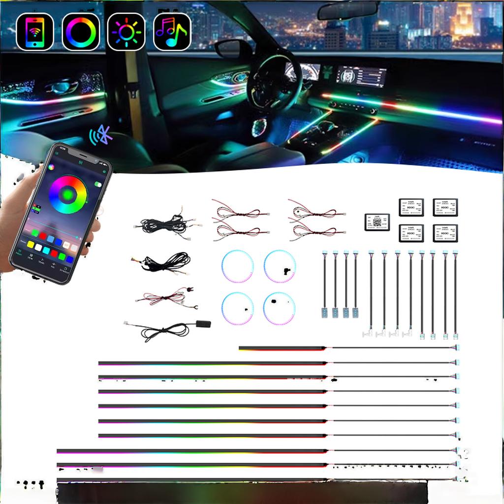 22 in 1/18 in 1/10 RGB Car Ambient Light Kit Fast Delivery Symphony Car LED Lamp with Optical Acrylic Strip for Car Interior