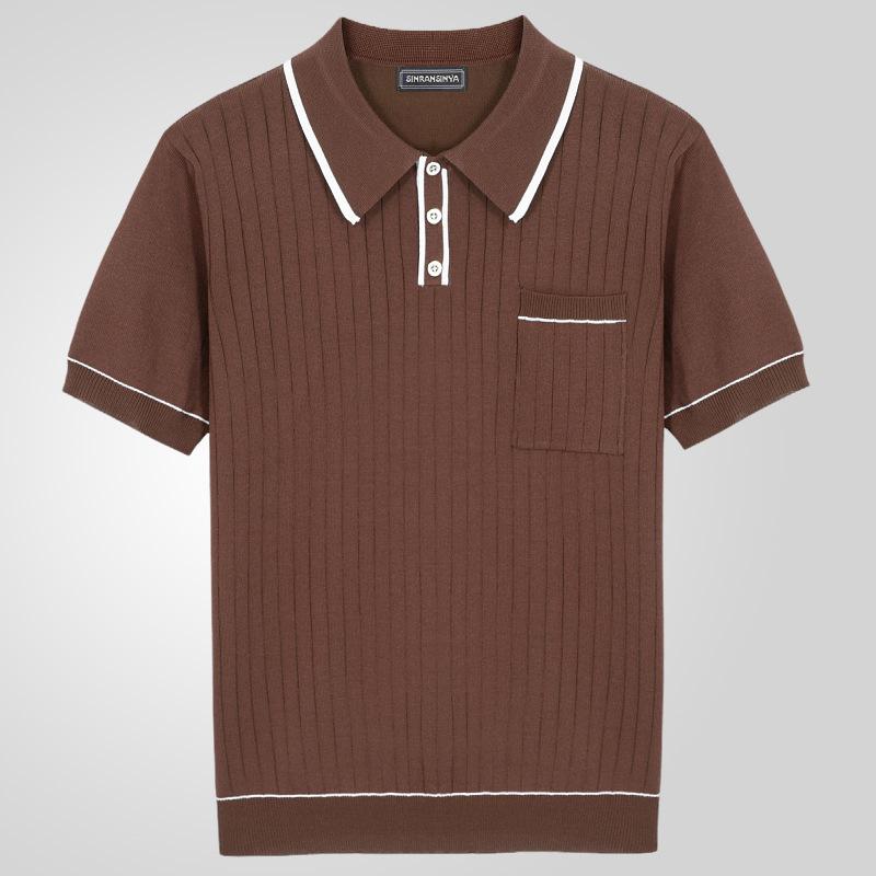 Neues Herren Poloshirt aus reiner Baumwolle mit überschnittenen Schultern, hochwertiger lockerer Schnitt für Fitness, vielseitig für das tägliche Training, kurzärmlig, lässig